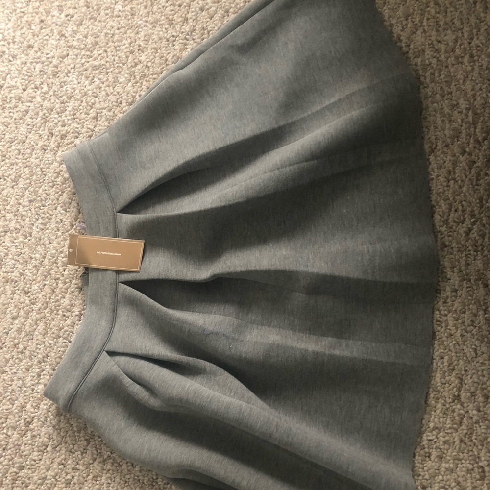 NWT Francesca’s gray fit/flare pleated skirt sz L